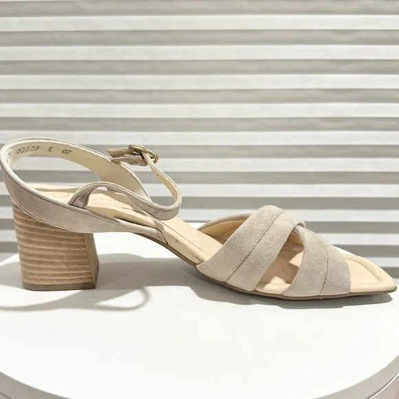 🌹PAUL GREEN🌹Lexi Heel Sandal Camel Tan Suede Block Heel Size: 7
